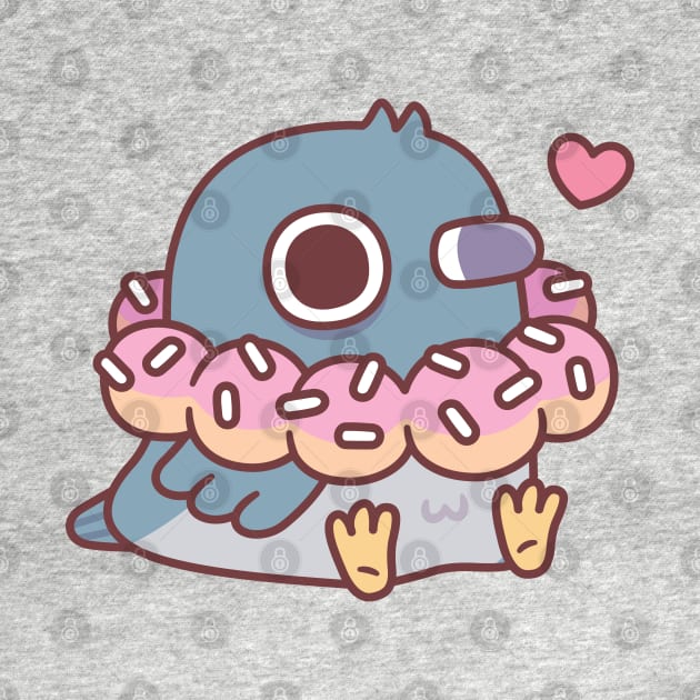 Cute Chubby Pigeon With Donut Necklace Funny by rustydoodle